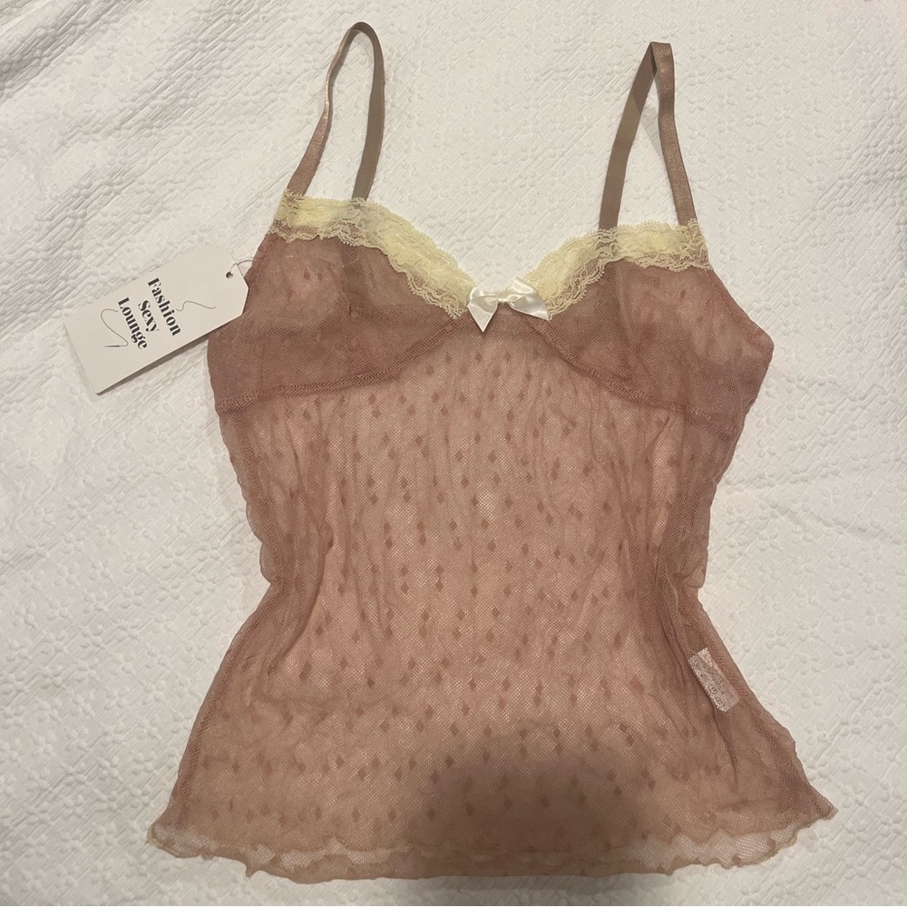 Pink and cream lace top - lingerie
